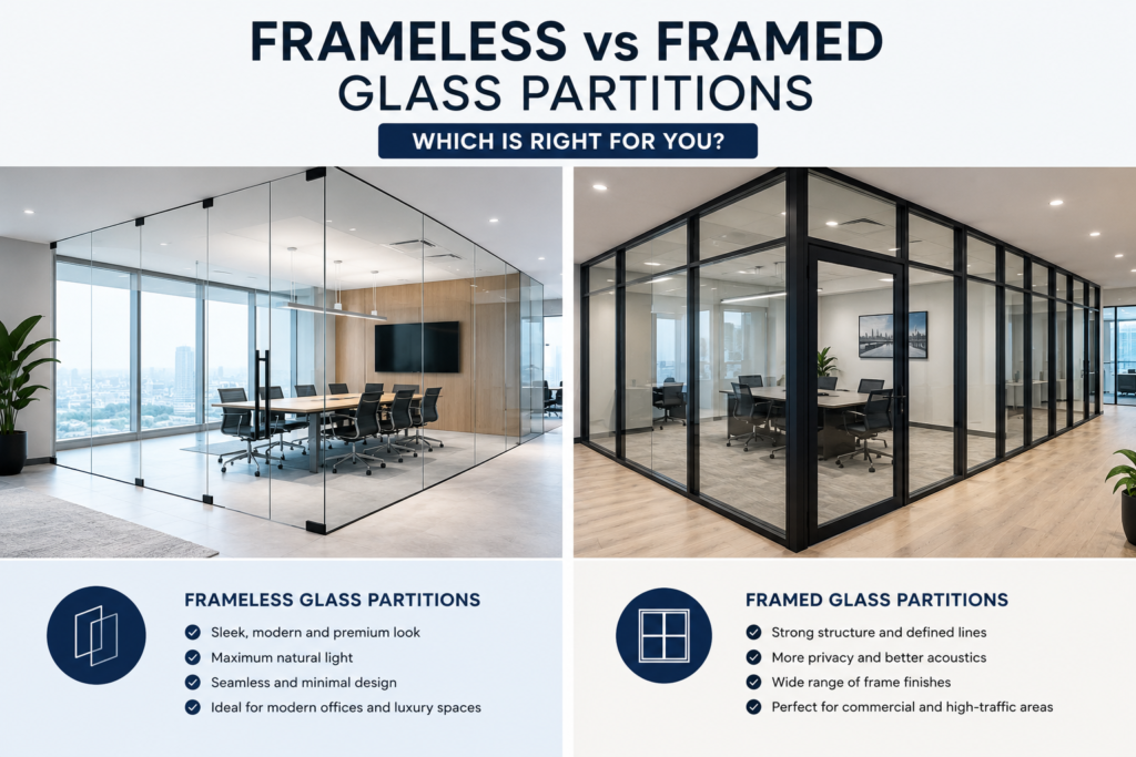 Frameless vs Framed Glass Partitions