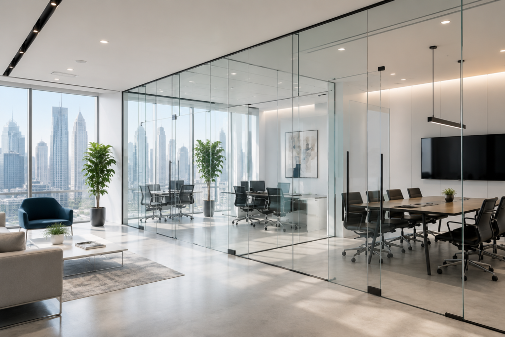 Frameless glass partitions