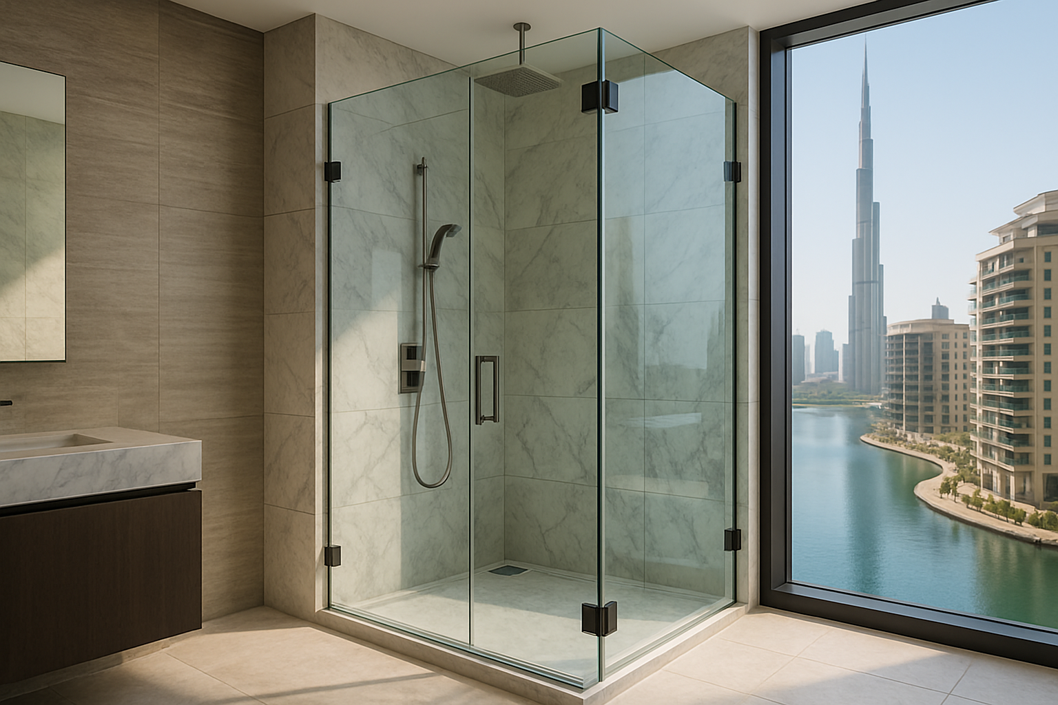 Expert Advice: How to Select the Ideal Glass for Shower Enclosures in Dubai — material and design detail