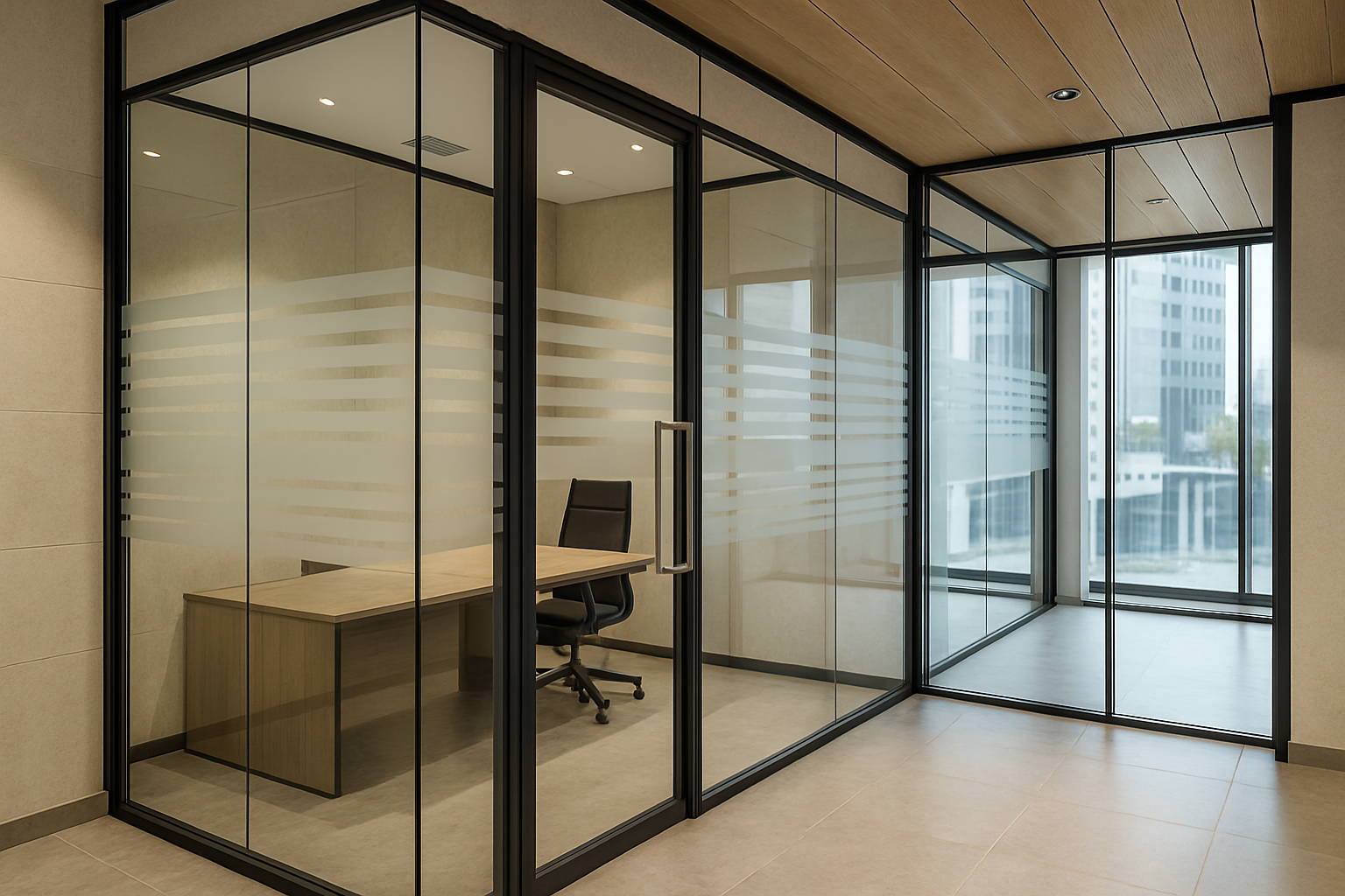 Maximizing Office Space with Custom Glass Partitions in Dubai — material and design detail
