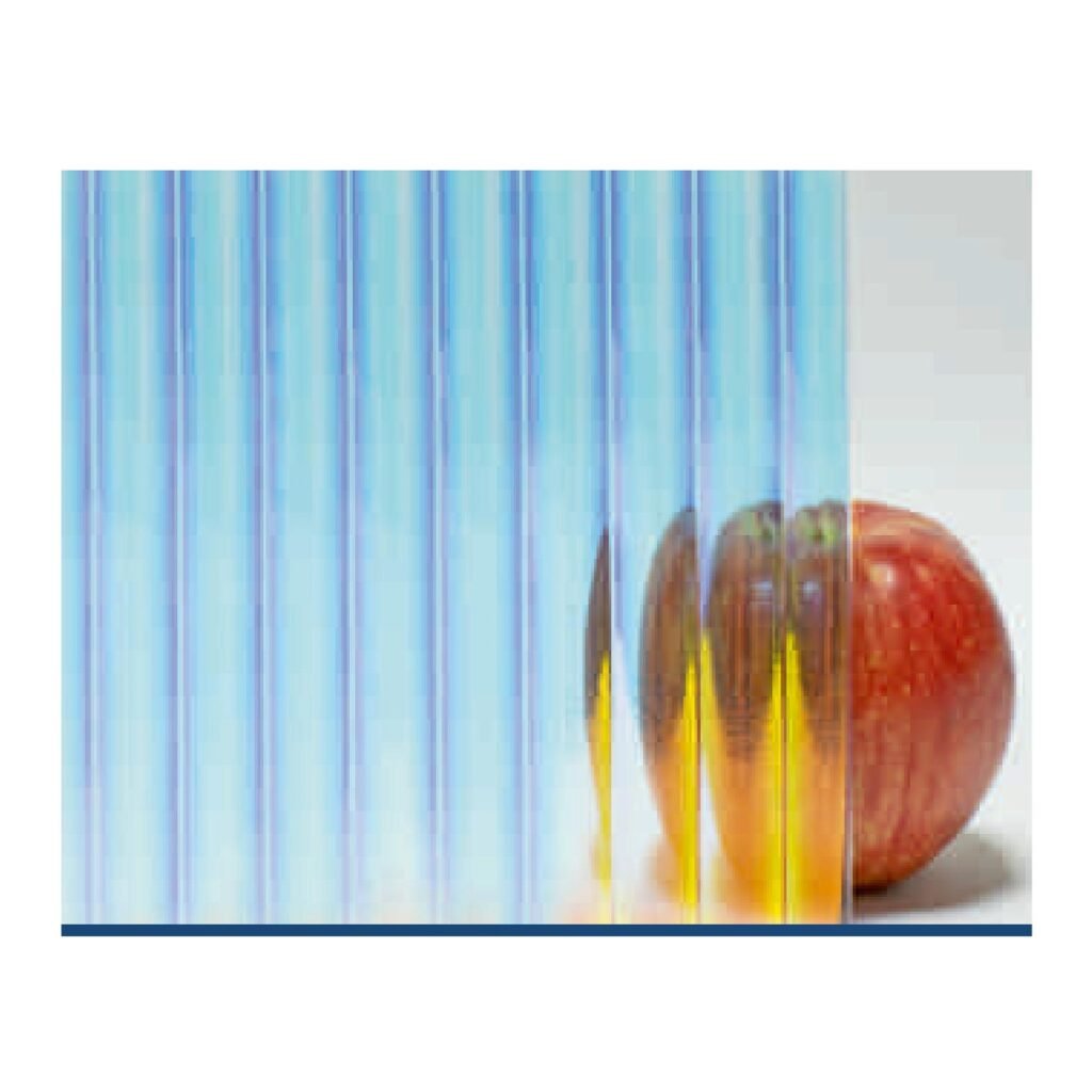 Dichroic Blue Reeded Glass with Royal Mirage Design